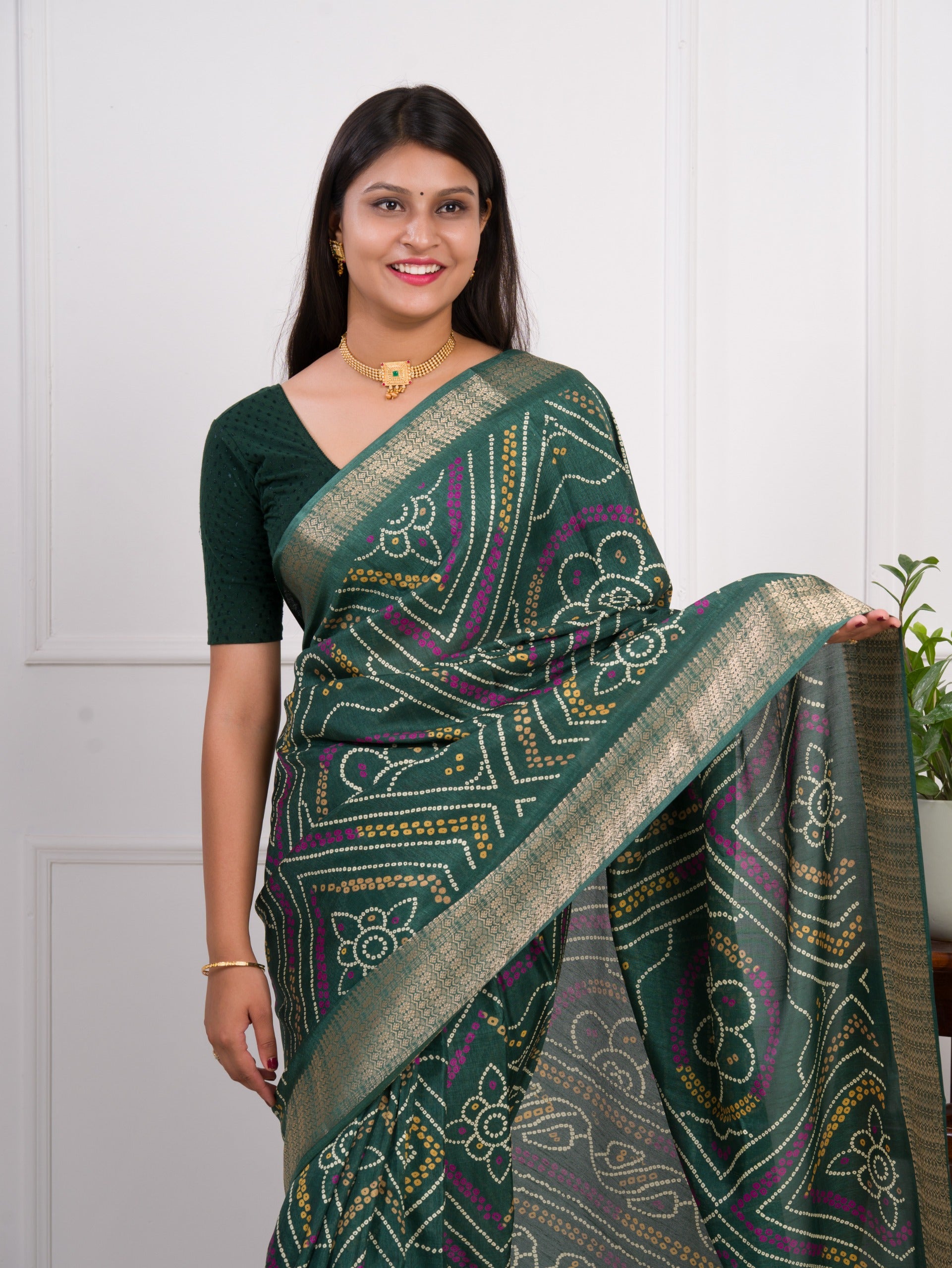 By Bandhani Saree With Festive Wear