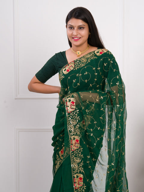 KcPc Cultural Elegance Traditional Georgette Saree for Bridesmaids  JAY