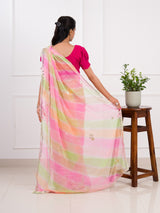 KcPc Beautiful Comfortable Chiffon Leheriya Saree with Gota Patti WorkAMT