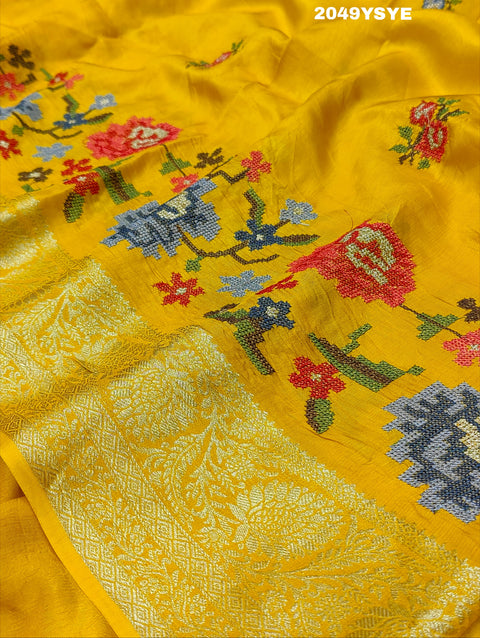 KcPc New Munga Silk Embroidery style With Karosiya Hand Work Saree ANT