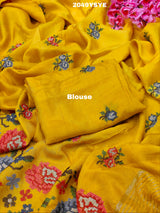 By New Munga Silk Embroidery style With Karosiya Hand Work Saree