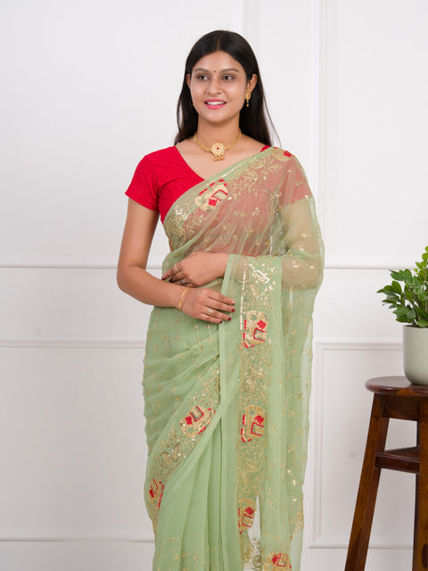KcPc New Cultural Elegance Traditional Georgette Saree for Bridesmaids  JAY