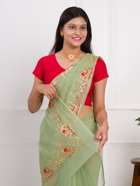 KcPc New Cultural Elegance Traditional Georgette Saree for Bridesmaids  JAY