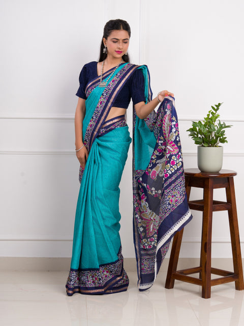 KcPc Latest Dola Silk Printed Style With Zari Border Work Saree  VJT