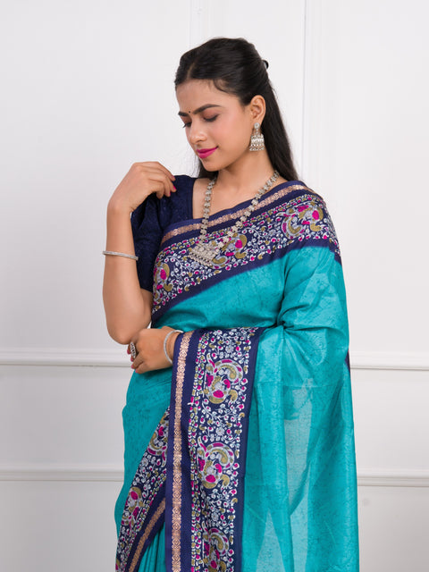 KcPc Latest Dola Silk Printed Style With Zari Border Work Saree  VJT