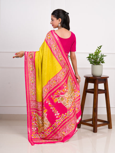 KcPc Dola Silk Printed Style With Zari Border Work Saree  VJT