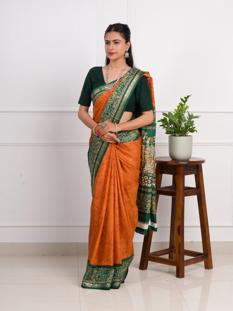 KcPc New Launch Dola Silk Printed Style With Zari Border Work Saree  VJT