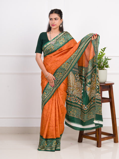 KcPc New Launch Dola Silk Printed Style With Zari Border Work Saree  VJT