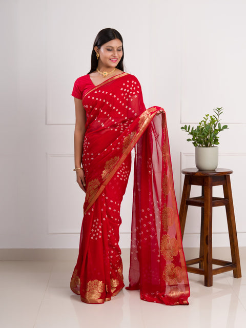 KcPc Special Pure Georgette Bandhani Style Saree  KRN