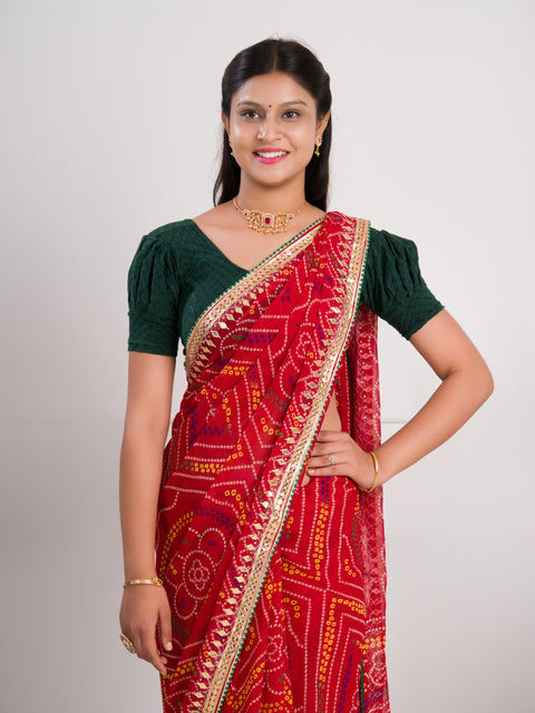 KcPc Latest Pure Georgette Bandhani Gotapatti Work Saree  AMT