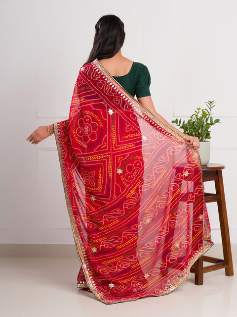 KcPc Latest Pure Georgette Bandhani Gotapatti Work Saree  AMT