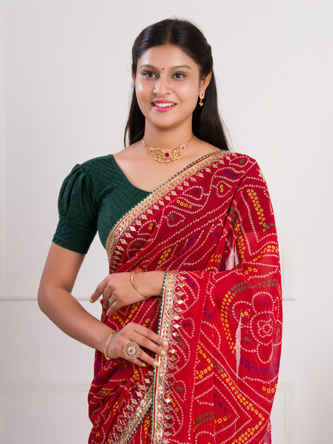 KcPc Latest Pure Georgette Bandhani Gotapatti Work Saree  AMT