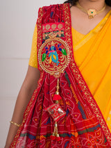 KcPc New Pure Georgette Marwardi Broach Style With Belbuti Work Chunri