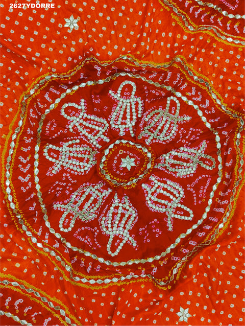 KcPc New Latest Gaji Silk Bandhani Style with GotaPatti Work Dupatta RP