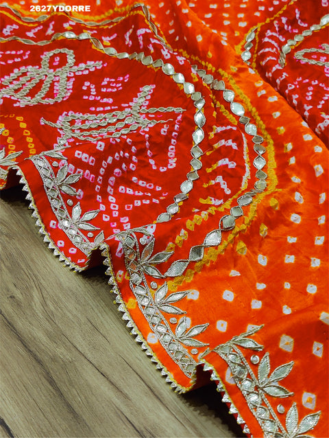 KcPc New Latest Gaji Silk Bandhani Style with GotaPatti Work Dupatta RP