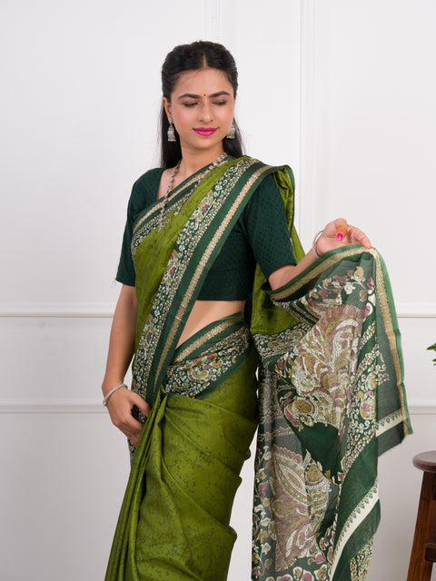 KcPc New Dola Silk Printed Style With Zari Border Work Saree  VJT