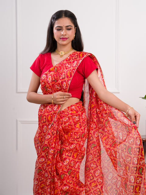 KcPc Summer Special Kota Doria Saree  Red