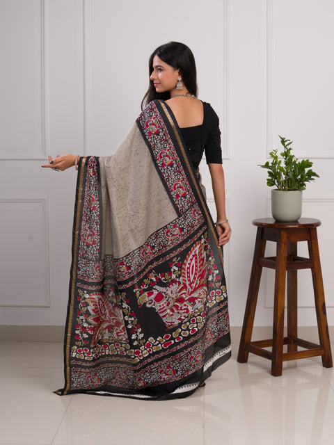 KcPc New Dola Silk Printed Style With Zari Border Work Saree  VJT