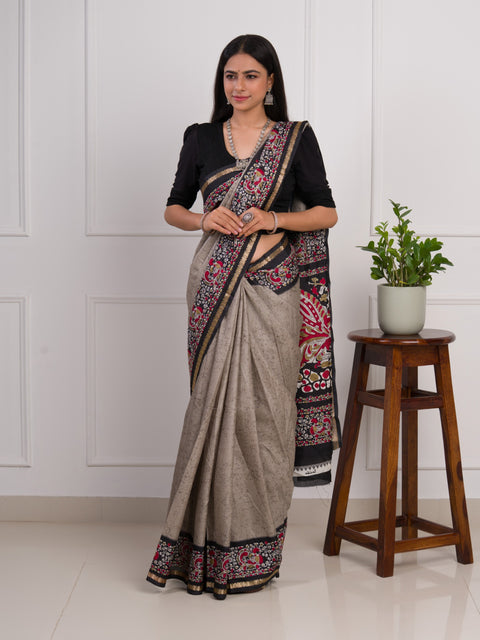 KcPc New Dola Silk Printed Style With Zari Border Work Saree  VJT