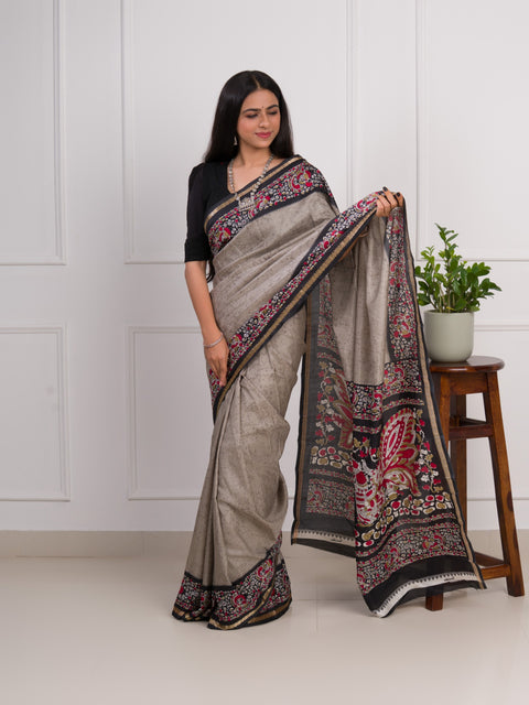 KcPc New Dola Silk Printed Style With Zari Border Work Saree  VJT