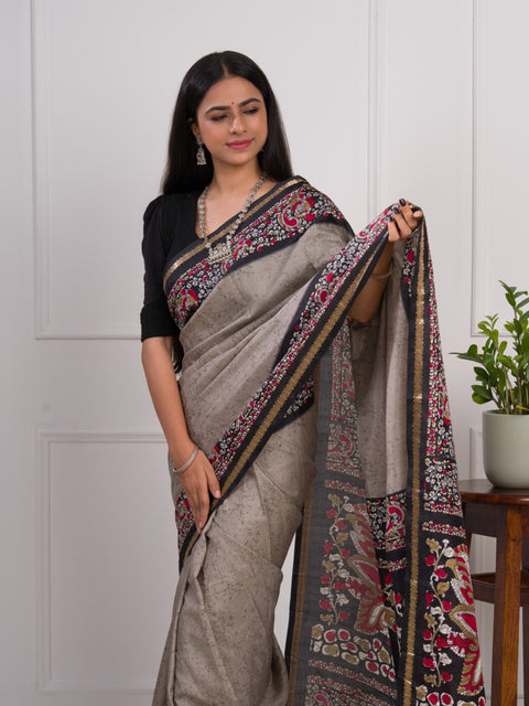 KcPc New Dola Silk Printed Style With Zari Border Work Saree  VJT