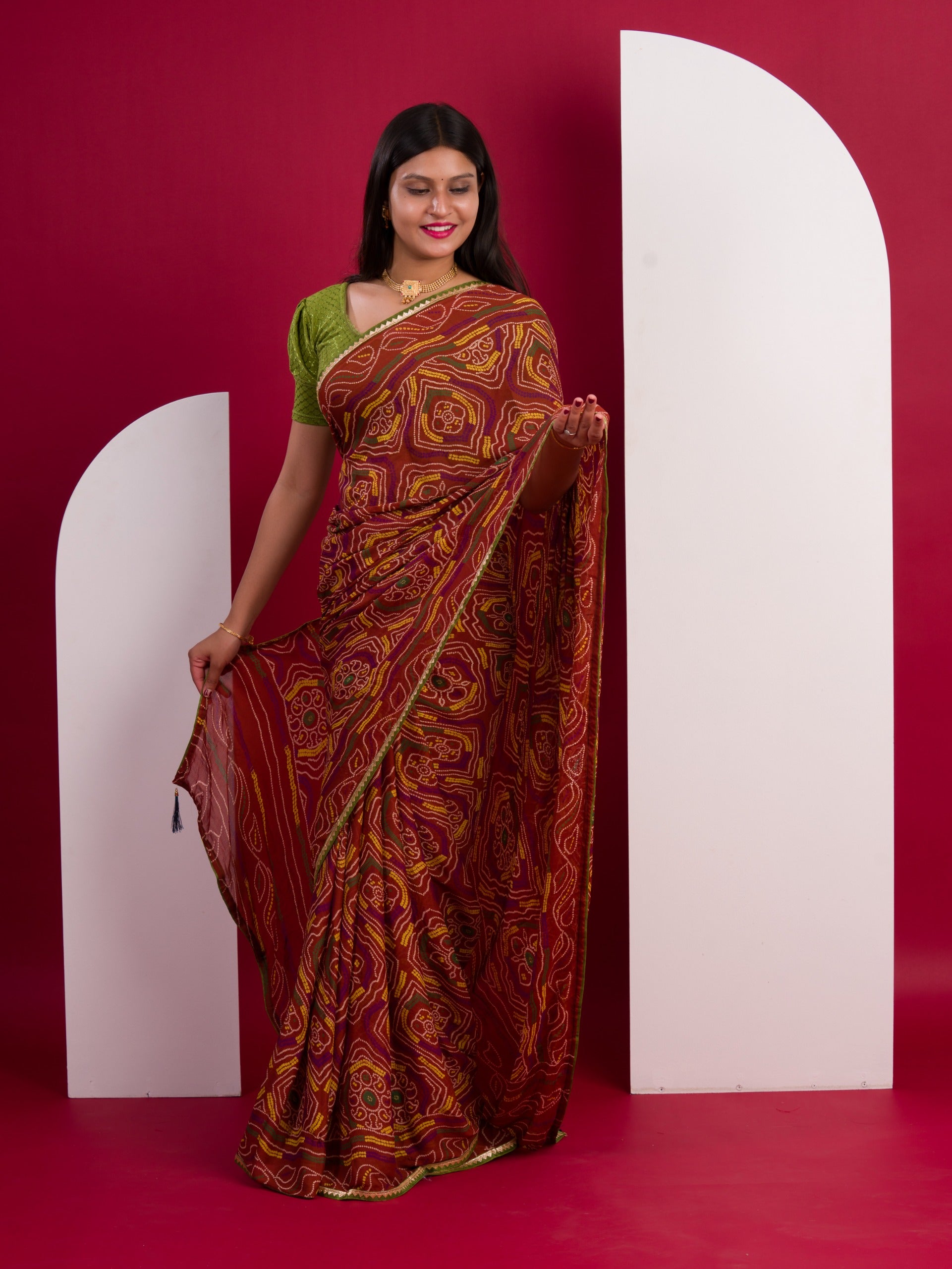 bandhani saree for Daily Wear 