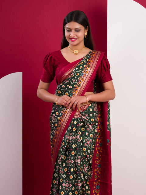 KcPc Pashmina Cotton silk Printed Saree SWA
