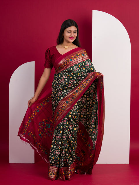 KcPc Pashmina Cotton silk Printed Saree SWA