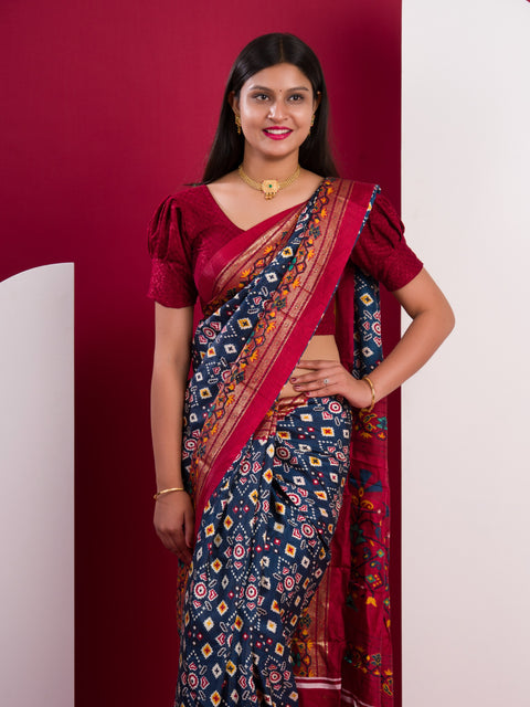 KcPc Pashmina Cotton silk printed Saree SWA