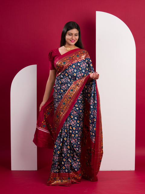 KcPc Pashmina Cotton silk printed Saree SWA