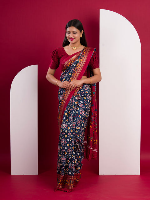 KcPc Pashmina Cotton silk printed Saree SWA