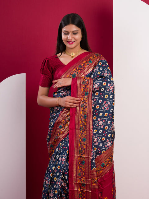 KcPc Pashmina Cotton silk printed Saree SWA
