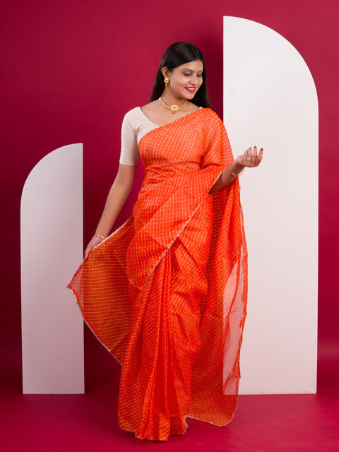 KcPc Summer Special Kota Doria Saree  Orange