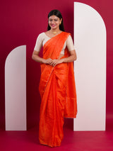 Kota Doria Saree in orange colour under 1000
