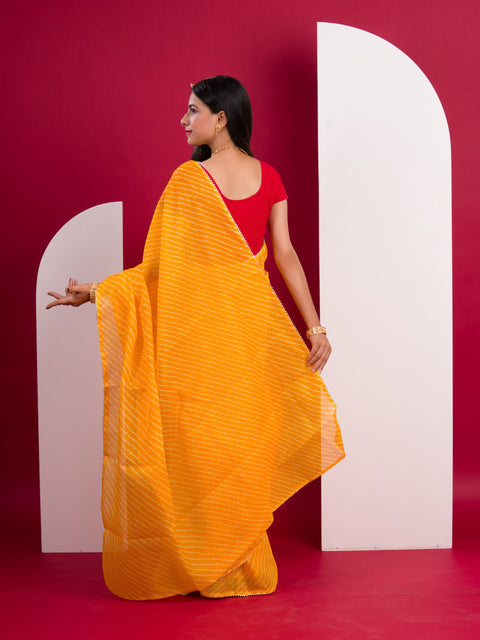 Kota Doria Saree in mustard colour under 500
