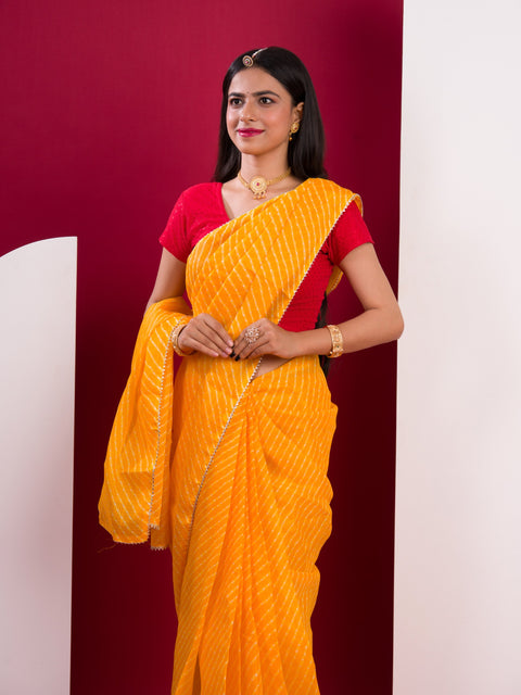 Kota Doria Saree in mustard colour under 500