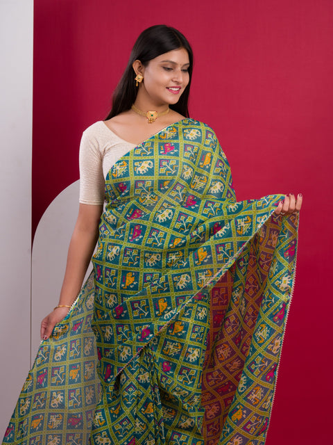 KcPc Summer Special Kota Doria Saree  Bottle Green