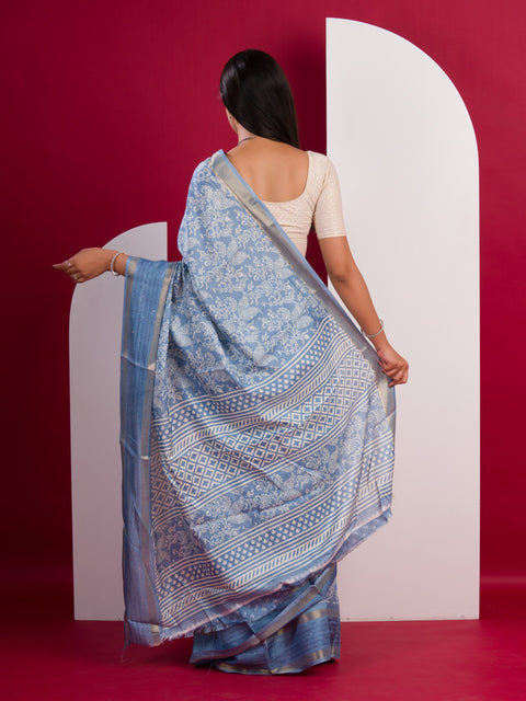 KcPc  Special Batik Sanganeri Print Banarasi Border Saree STL