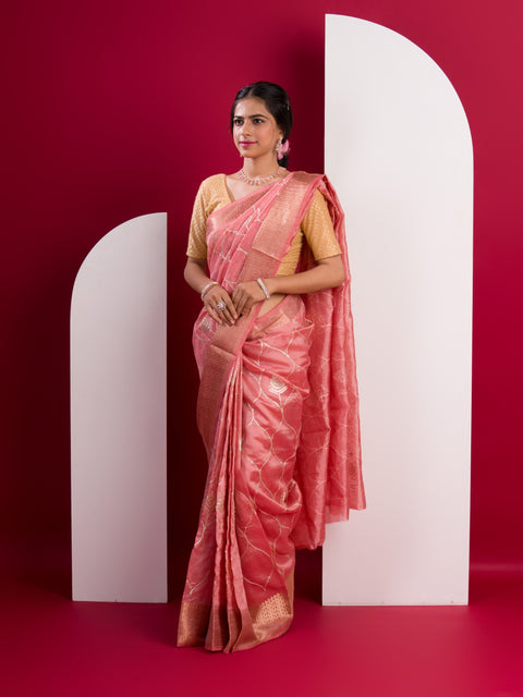KcPc New Cotton Silk Gotapatti Work Saree  Peach