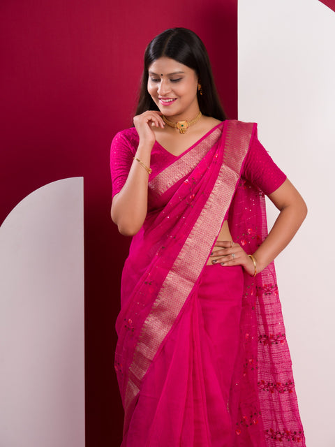 KcPc Kota Doria Kashida Work Gotapatti Style Bikaneri Saree SNA Rani