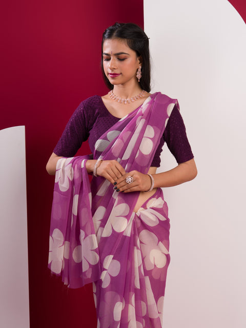 KcPc Latest Pure Georgette Flower Printed Style Saree SUN