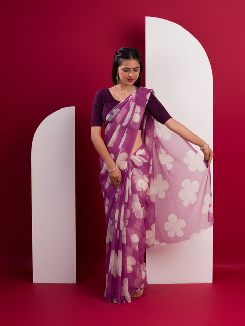 KcPc Latest Pure Georgette Flower Printed Style Saree SUN
