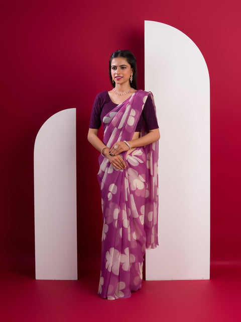 KcPc Latest Pure Georgette Flower Printed Style Saree SUN