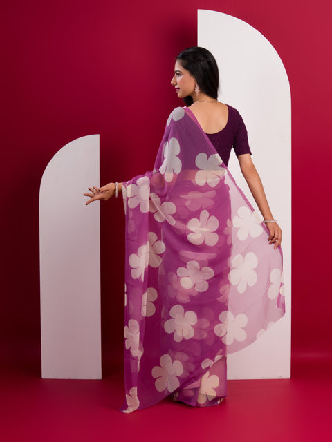 KcPc Latest Pure Georgette Flower Printed Style Saree SUN