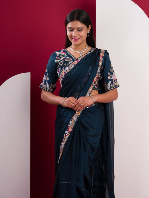 KcPc Pure Blooming NATURAL Rangoli Silk with Elegant Sequence Design Saree Morknti HM