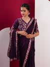 KcPc Premium Chiffon Silk Saree with Kashida Embroidered Readymade Blouse HM