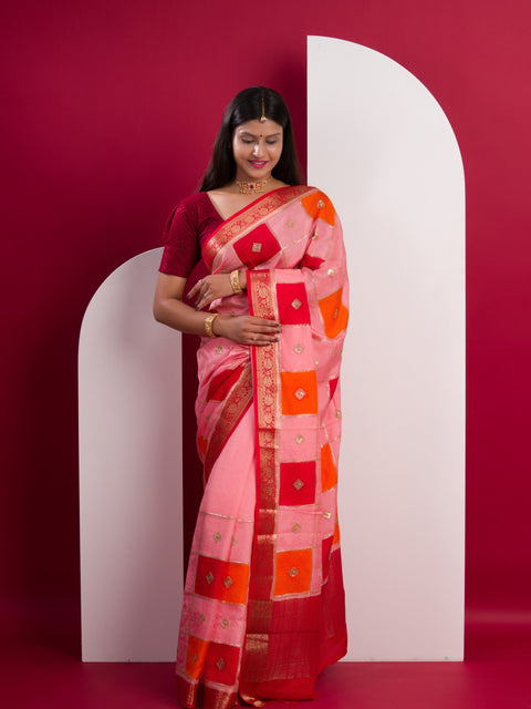 KcPc New Pure Chinon Sequence zari Thread Banarasi Border Saree MAD