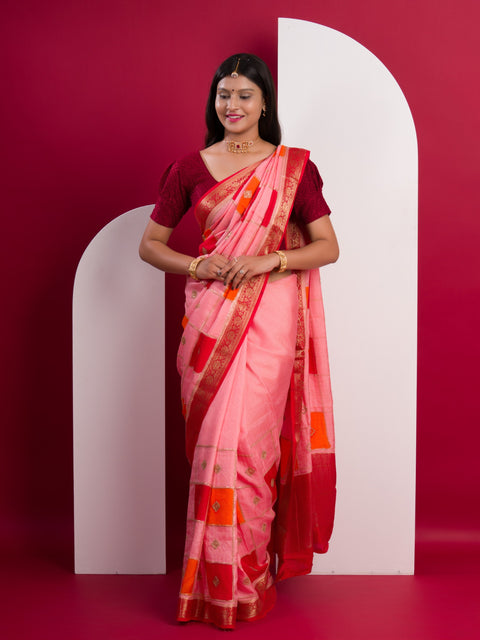 KcPc New Pure Chinon Sequence zari Thread Banarasi Border Saree MAD