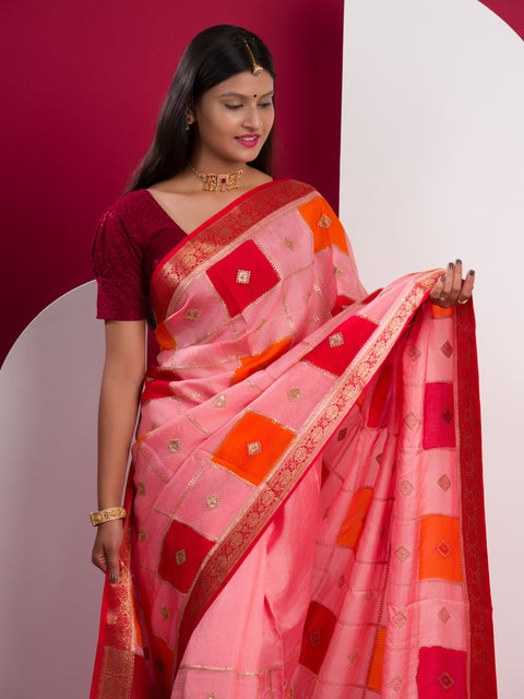 KcPc New Pure Chinon Sequence zari Thread Banarasi Border Saree MAD