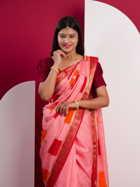 KcPc New Pure Chinon Sequence zari Thread Banarasi Border Saree MAD